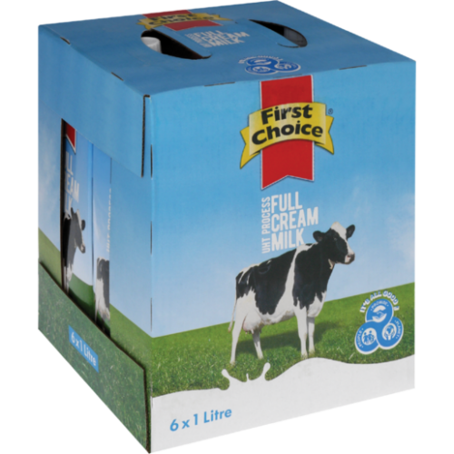 First Choice UHT Long Life Milk - 6 x 1L