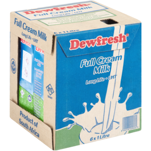 Dewfresh UHT Milk 6 x 1L Milk Carton